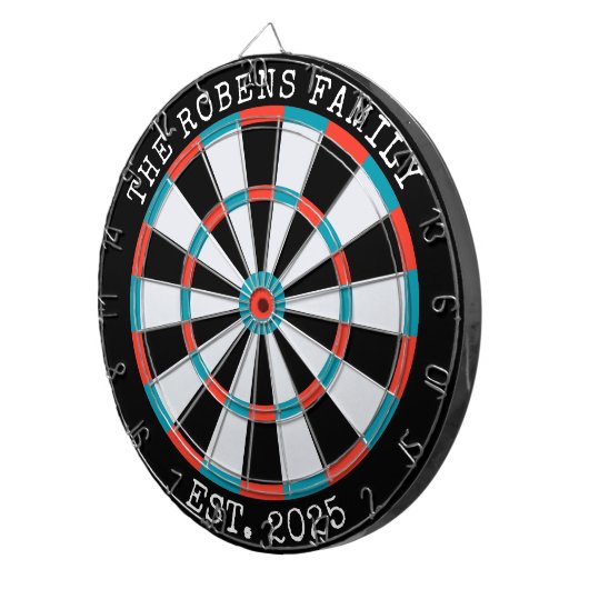 Cible De Fléchettes Custom Family Name Rustic Dartboard (Devant droit)