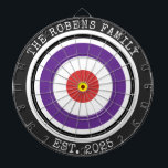 Cible De Fléchettes Custom Family Name Rustic Dartboard<br><div class="desc">A dartboard is a popular recreational and competitive game that provides hours of fun for players of all ages and skill levels. Typically made from sisal fibers, cork, or electronic components, dartboards are designed to withstand the impact of darts while offering precise scoring zones. Standard dartboards feature a circular design...</div>