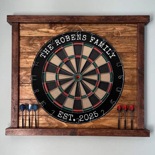 Cible De Fléchettes Custom Family Name Rustic Dartboard