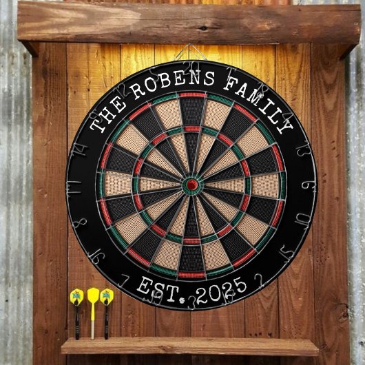 Cible De Fléchettes Custom Family Name Rustic Dartboard