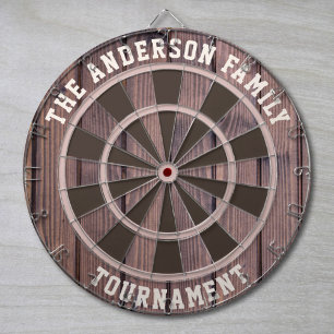 Cible De Fléchettes Custom Family Name Rustic Wood Look Dartboard