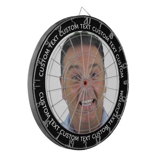 Cible De Fléchettes Custom Photo Dartboard & Text - BLACK Surround (Devant gauche)