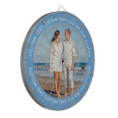 Cible De Fléchettes Custom Photo Dartboard & Text - NAVY BLUE Surround (Devant gauche)
