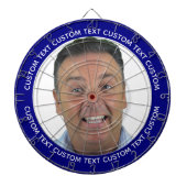 Cible De Fléchettes Custom Photo Dartboard & Text - NAVY BLUE Surround (Devant)
