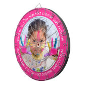 Cible De Fléchettes Custom Photo Dartboard & Text - PINK Surround (Devant droit)