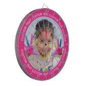 Cible De Fléchettes Custom Photo Dartboard & Text - PINK Surround (Devant gauche)