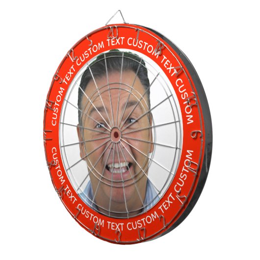 Cible De Fléchettes Custom Photo Dartboard & Text - RED Surround (Devant droit)