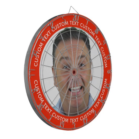 Cible De Fléchettes Custom Photo Dartboard & Text - RED Surround (Devant gauche)
