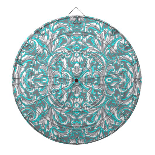 Cible De Fléchettes Cute aqua grey seamless floral pattern lamp shade (Devant)