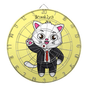 Cible De Fléchettes Cute chaton chat en costume d'affaires dessin anim