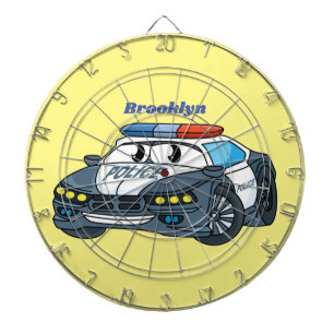Cible De Fléchettes Cute happy police car cartoon illustration