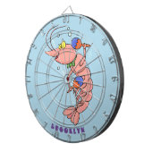 Cible De Fléchettes Cute happy shrimp, dessin animé de crevettes (Devant droit)