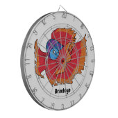 Cible De Fléchettes Cute Siamese combat poisson betta dessin (Devant gauche)