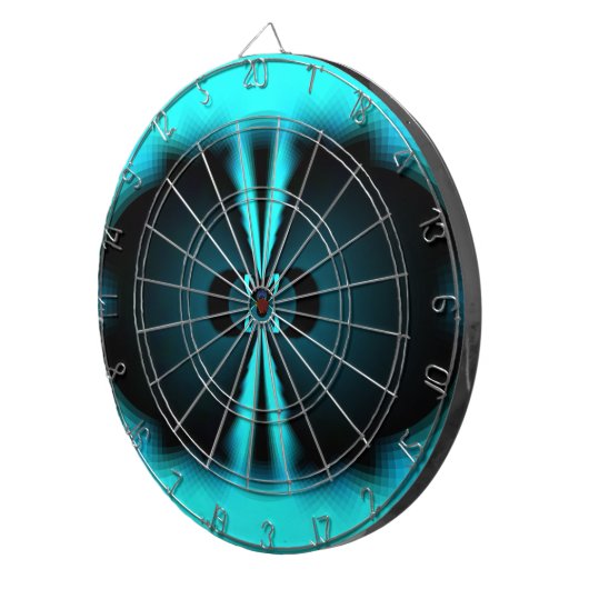 Cible De Fléchettes Cyan et Black Abstrait Art Print (Devant droit)