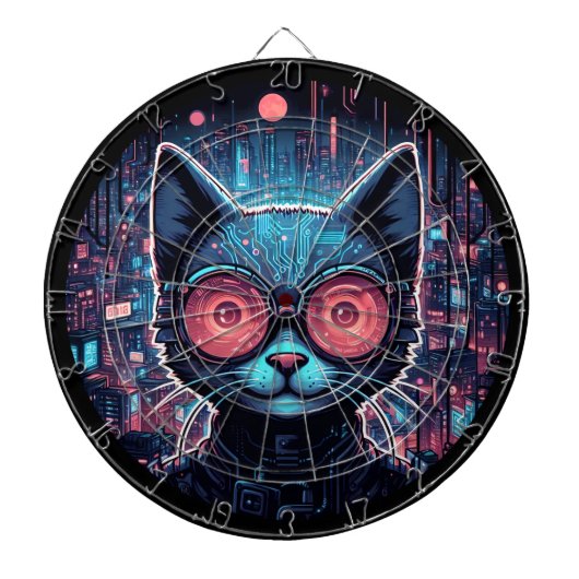 Cible De Fléchettes Cyber Chat Futuriste (Devant)