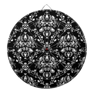 Cible De Fléchettes Damas noir et blanc