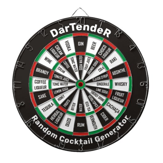 Cible De Fléchettes Dartender, Random Cocktail Dartboard (Devant)