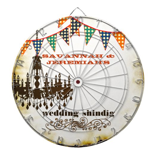 Cible de flechettes de Mariage de lustre rustique  (Devant)