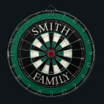 Cible de flechettes de Modèle noir Hunter Green<br><div class="desc">Voici une façon amusante d'express de votre style personnel. Le thème design offre des couleurs vert chasseur et noir. Vous pouvez customiser avec votre nom de famille ou votre texte. Utilisez le modèle pour personnaliser.</div>