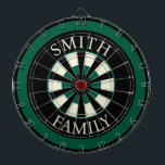 Cible de flechettes de Modèle noir Hunter Green<br><div class="desc">Voici une façon amusante d'express de votre style personnel. Le thème design offre des couleurs vert chasseur et noir. Vous pouvez customiser avec votre nom de famille ou votre texte. Utilisez le modèle pour personnaliser.</div>