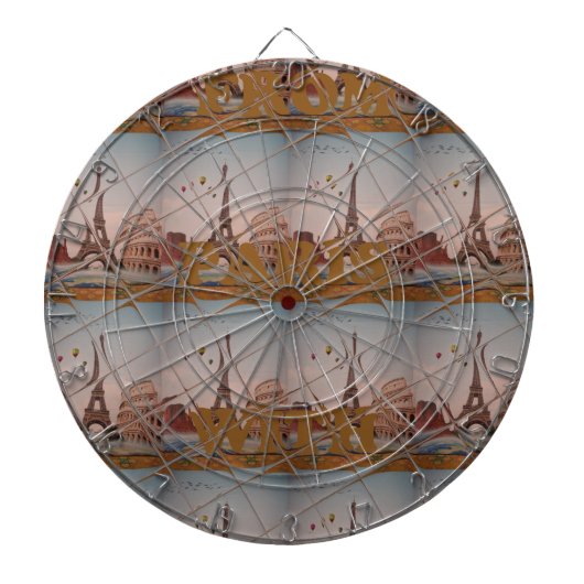 Cible De Fléchettes De Paris Avec amour bleu ciel couleurs (Devant)