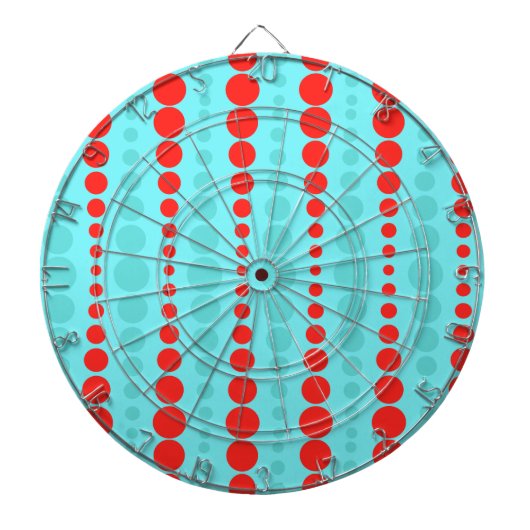 Cible de flechettes de points rouge et turquoise r (Devant)