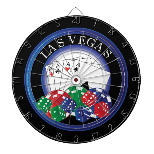 Cible de flechettes de poker bleu et noir (Devant)