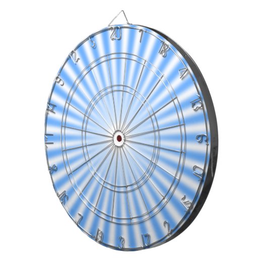 Cible de flechettes de rayons bleu clair et blanc (Devant droit)