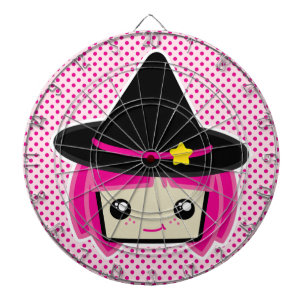 Cible de flechettes de sorcière Kawaii Pink Haired