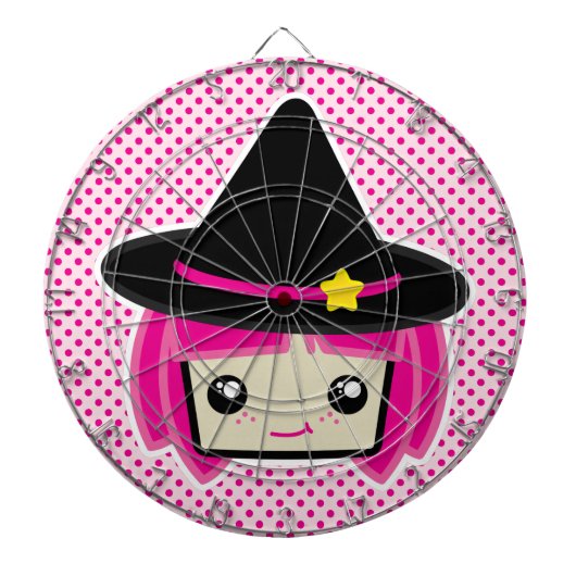 Cible de flechettes de sorcière Kawaii Pink Haired (Devant)