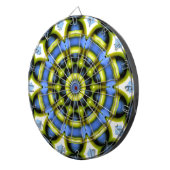 Cible De Fléchettes Décoration Kaléidoscope Bleu Jaune (Devant droit)
