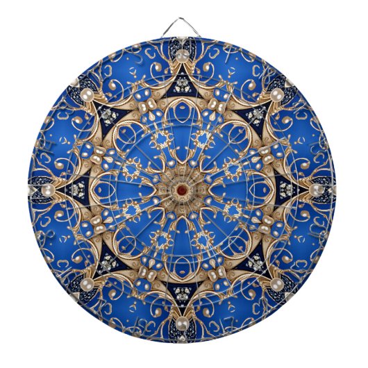 Cible de fléchettes décorative bleu or (Devant)