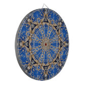 Cible de fléchettes décorative bleu or (Devant gauche)