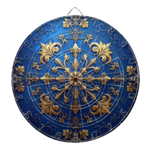 Cible de fléchettes décorative florale bleue