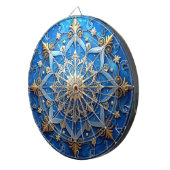 Cible de fléchettes décorative florale bleue (Devant droit)