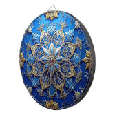 Cible de fléchettes décorative florale bleue (Devant droit)