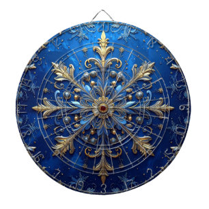 Cible de fléchettes décorative florale bleue