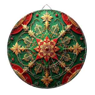 Cible de fléchettes décorative florale rouge et ve