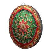 Cible de fléchettes décorative florale rouge vert (Devant droit)
