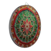 Cible de fléchettes décorative florale rouge vert (Devant gauche)
