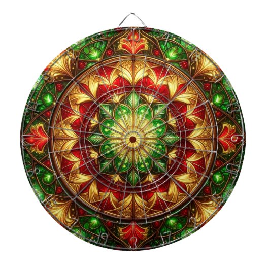 Cible de fléchettes décorative florale rouge vert (Devant)