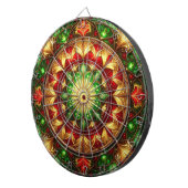 Cible de fléchettes décorative florale rouge vert (Devant droit)