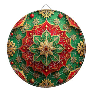 Cible de fléchettes décorative florale rouge vert