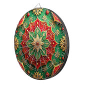 Cible de fléchettes décorative florale rouge vert (Devant droit)