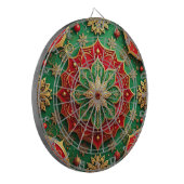 Cible de fléchettes décorative florale rouge vert (Devant gauche)