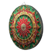 Cible de fléchettes décorative florale rouge verte (Devant droit)