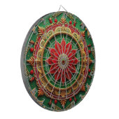 Cible de fléchettes décorative florale rouge verte (Devant gauche)