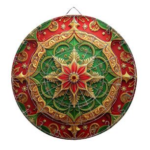 Cible de fléchettes décorative florale rouge verte