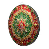 Cible de fléchettes décorative florale rouge verte (Devant droit)