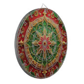 Cible de fléchettes décorative florale rouge verte (Devant gauche)